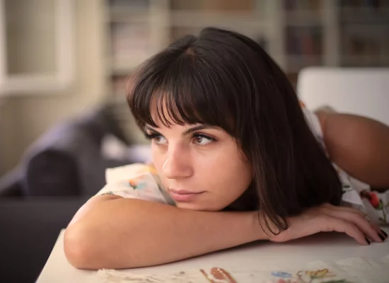 Woman looks at pregnancy ultrasound picture